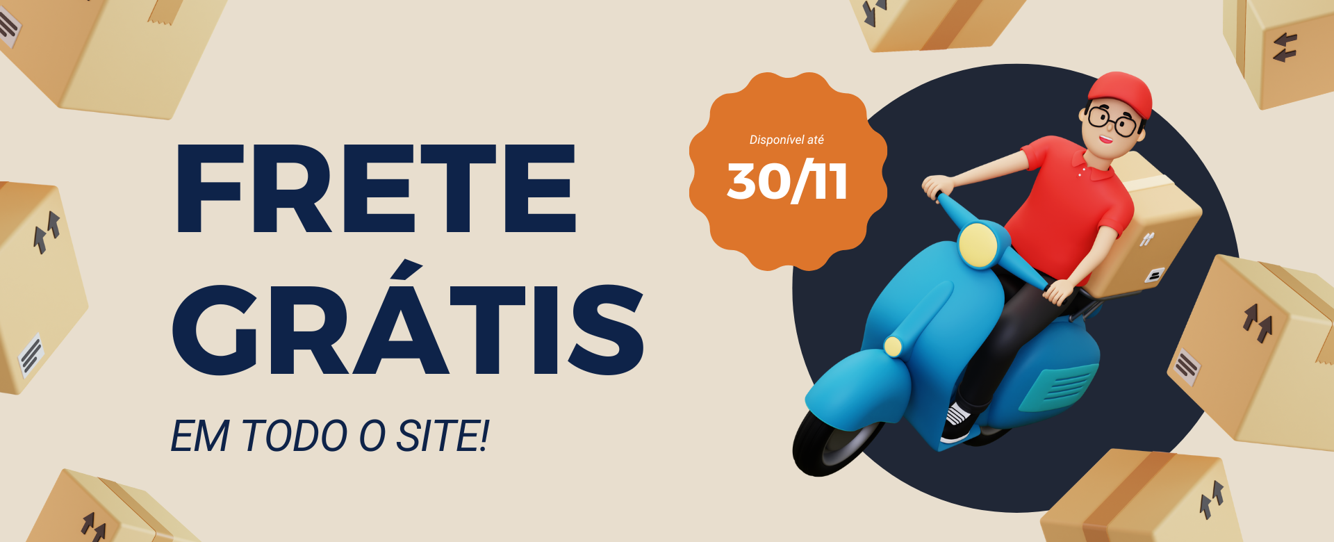 Banner de site para promoção de frete grátis